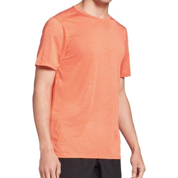DSG Mens Orange Stripe Short Sleeve Athletic Shirt Size Large - Picture 1 of 8